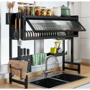Escorredor de Louças Suspenso para Pia/Armário – Organizador de Cozinha (Preto)